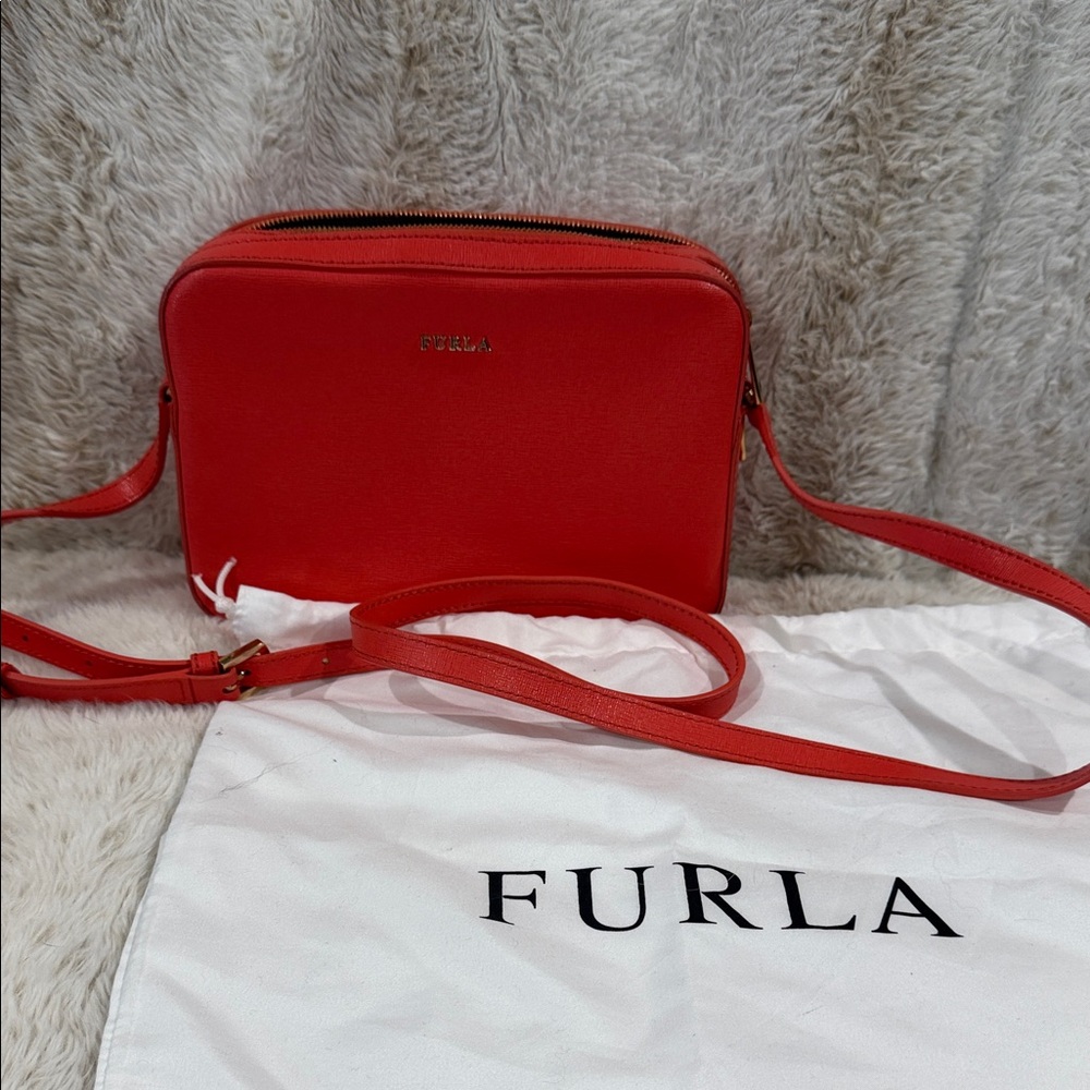 Furla Vibrant Orange Red Crossbody Bag